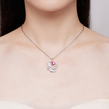 925 Sterling Silver Necklace with Pavé Setting CZ, 25x19mm Pendant, 400mm-450mm Length for Women