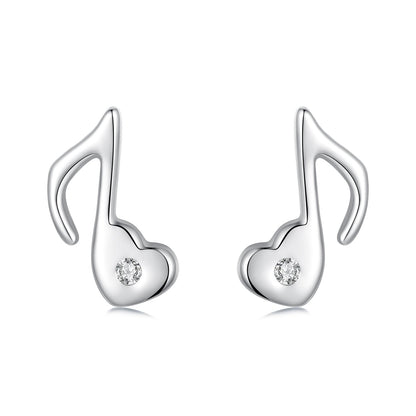 925 Sterling Silver Earrings with Pavé Setting CZ in White Gold Finish, 1x0.7cm for Women