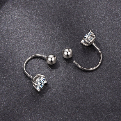 925 Sterling Silver Moissanite 0.1ct Earrings 1.3cm for Women