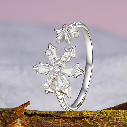 925 Sterling Silver Ring with White Gold Plating and CZ for Women