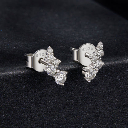 925 Sterling Silver Moissanite Earrings with White Gold Plating for Women