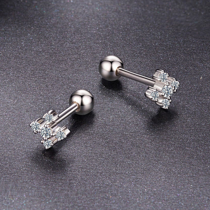925 Sterling Silver Moissanite Earrings White Gold Plated 0.5cm for Women