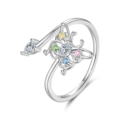 925 Sterling Silver White Gold Plated CZ Pavé Size E Ring for Women