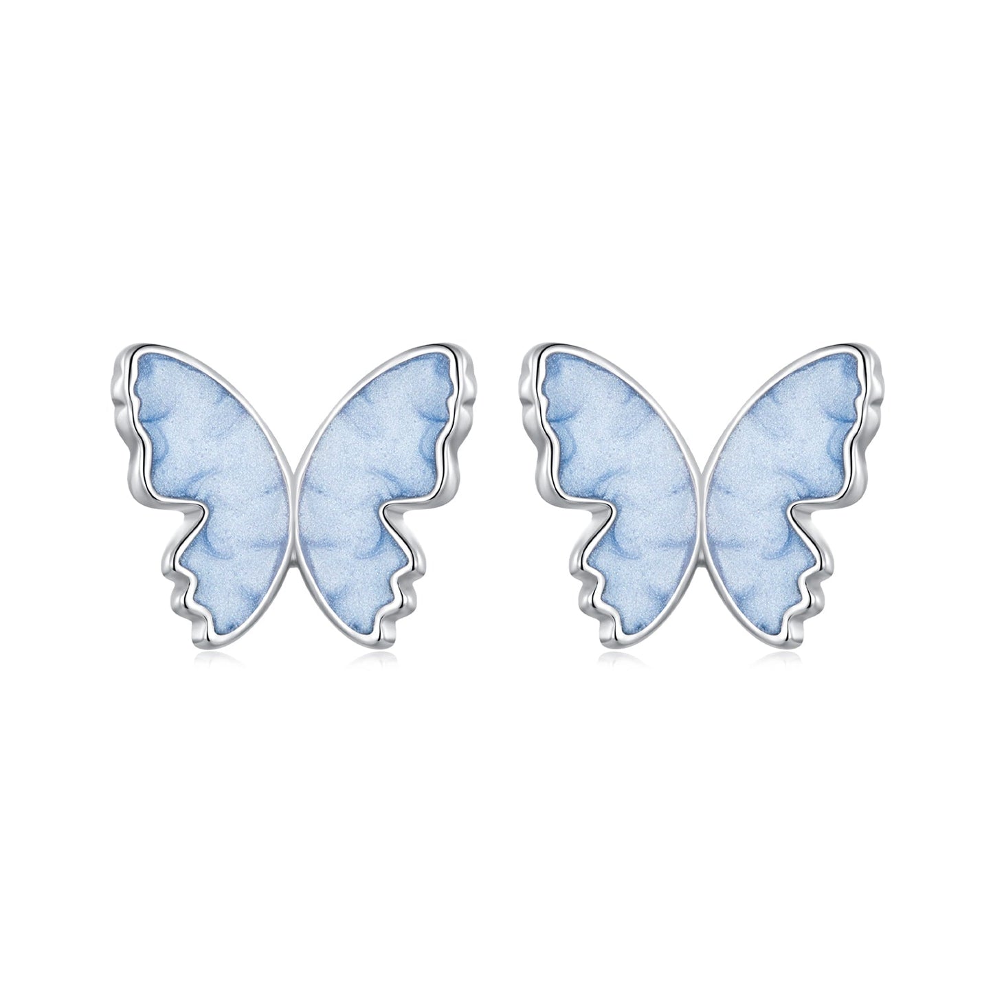 925 Sterling Silver Enamel White Gold Plated Earrings for Women - 1.0x1.2cm