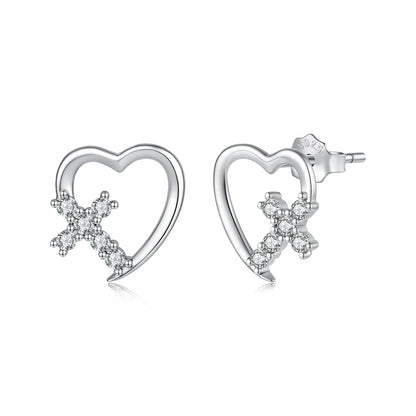 925 Sterling Silver White Gold Plated 1.0x1.0cm Pavé CZ Earrings for Women