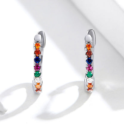 S925 Sterling Silver Earrings with CZ Pave Setting