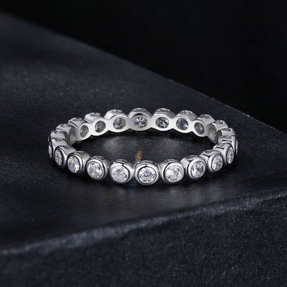 925 Sterling Silver 2mm Moissanite Ring Size 7 for Women