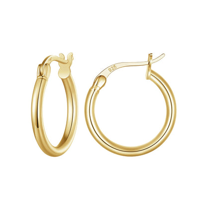 925 Sterling Silver Plated Platinum Earrings 24x2mm for Women