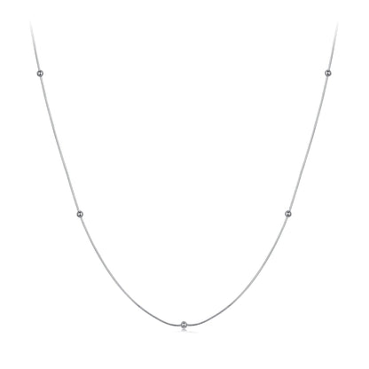 925 Sterling Silver Necklace with White Gold Plating, Length 40+5cm, Chain Thickness 0.08cm, for Women
