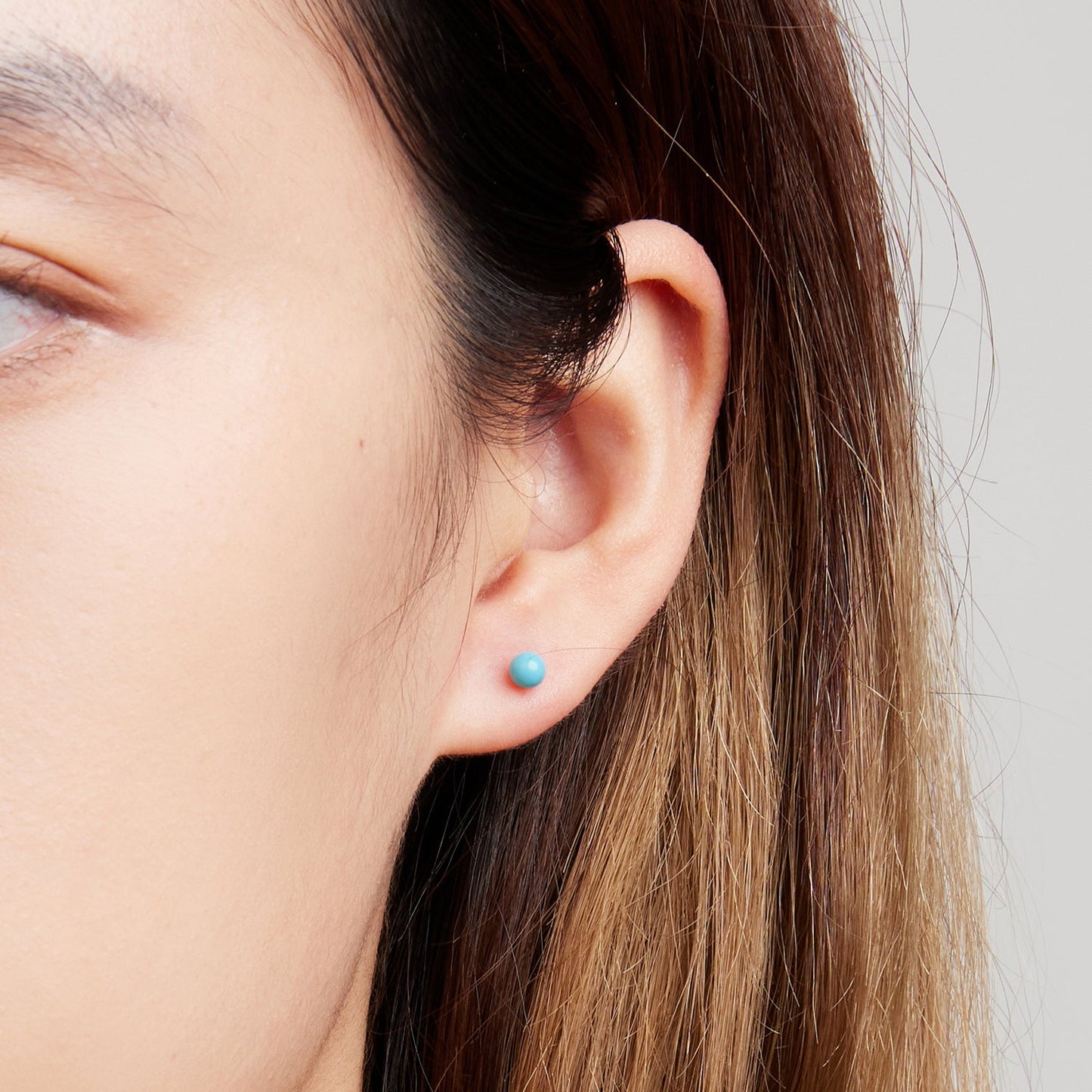925 Sterling Silver Turquoise Earrings 0.4cm for Women