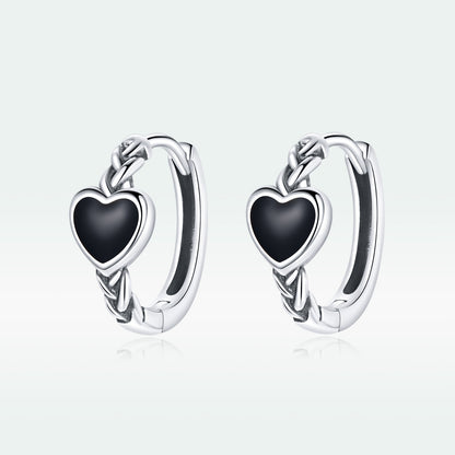 925 Sterling Silver Oxidized Enamel Earrings for Women - 1.2*0.5 cm