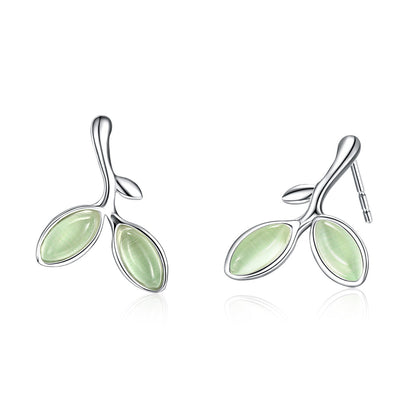 925 Sterling Silver Earrings with Synthetic Opal 1.5*1.3cm