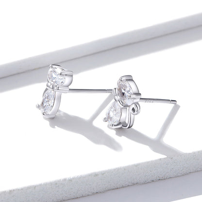 925 Sterling Silver Plated Platinum Earrings with Pavé Setting CZ for Women