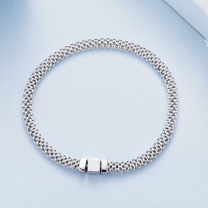 925 Sterling Silver Plated Platinum 17.0 Size Bracelet for Women