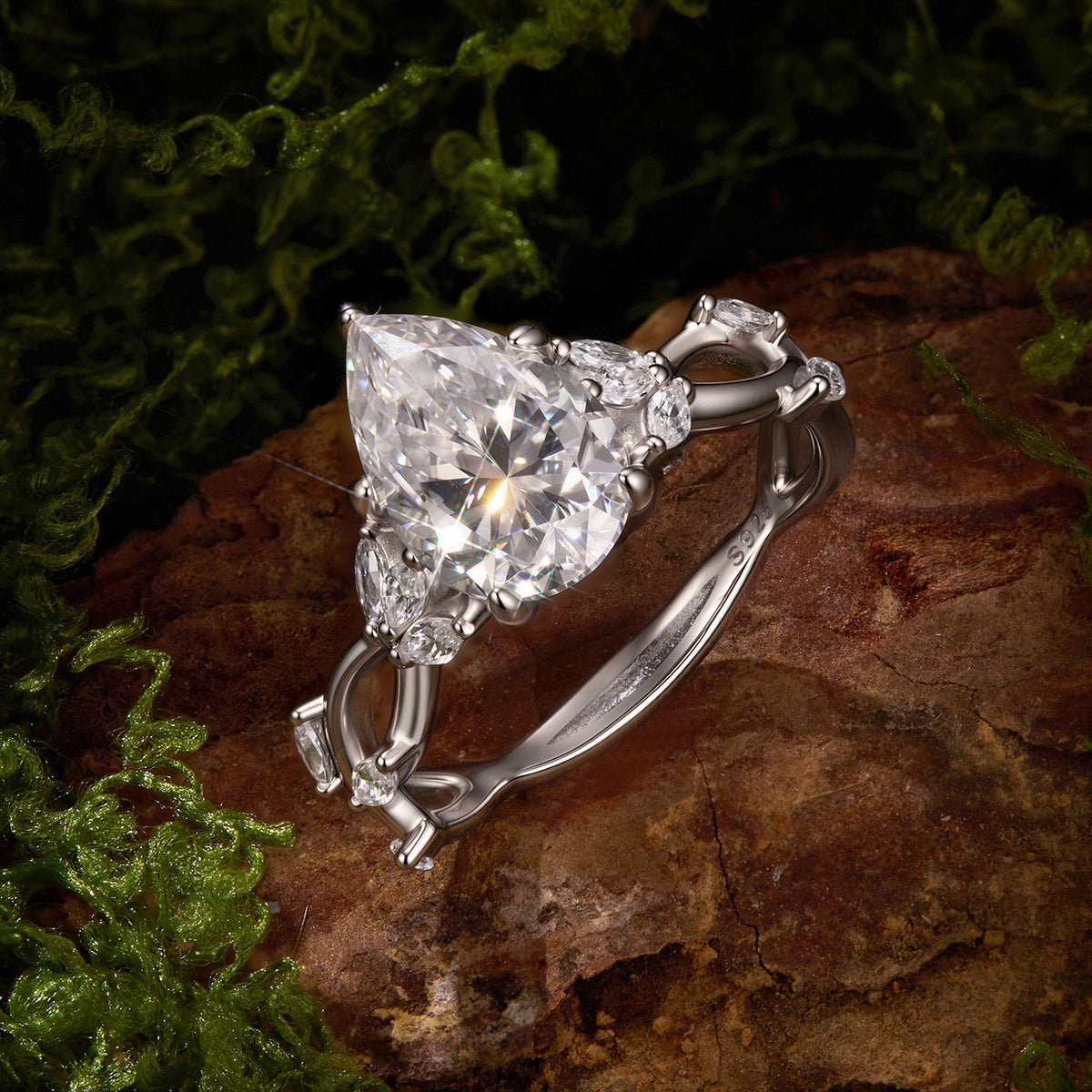 925 Sterling Silver White Gold Plated 3ct Moissanite Size 6 Ring for Women
