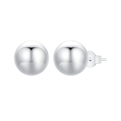 925 Sterling Silver Plated White Gold Earrings - 10mm for Women