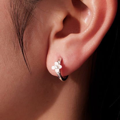 925 Sterling Silver Earrings with Pavé Setting CZ and High-Quality Nacre for Women