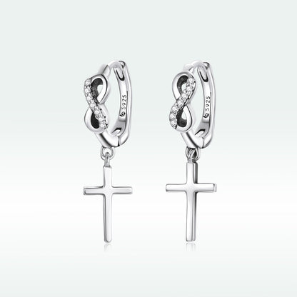 925 Sterling Silver Earrings with Pavé Setting CZ in Oxidized Finish