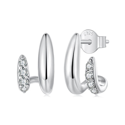 925 Sterling Silver Earrings with Pavé Setting CZ