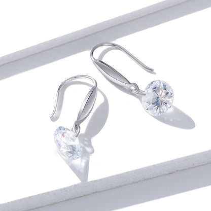 S925 Sterling Silver Earrings 2.6x0.8cm Plated Platinum with Pavé Setting CZ for Women