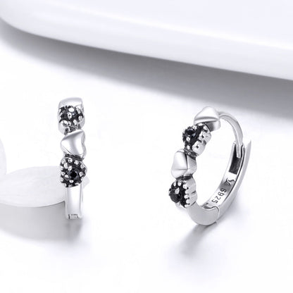 925 Sterling Silver Earrings with Pavé Setting CZ, 1.1*0.3cm