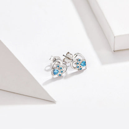 925 Sterling Silver Earrings with Pavé Setting CZ, 0.9cm for Women