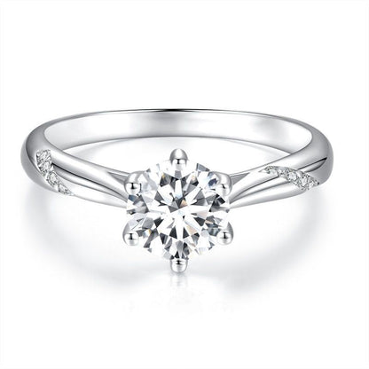 925 Sterling Silver Moissanite & Zircon Ring Size 5