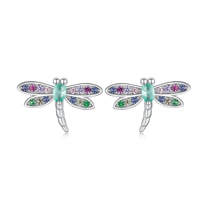 925 Sterling Silver Earrings with Pavé CZ and Transparent Glass