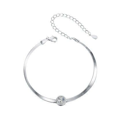 925 Sterling Silver 5.0mm Moissanite Bracelet with White Gold Plating for Women