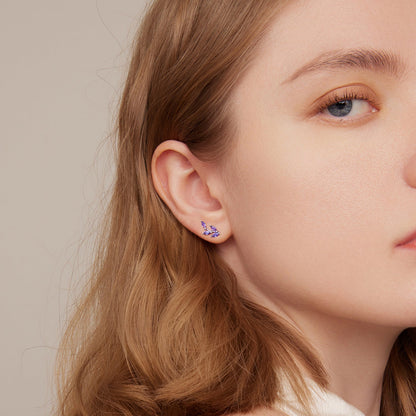 925 Sterling Silver Earrings with CZ and Oxidized Finish - 1.3*0.6cm