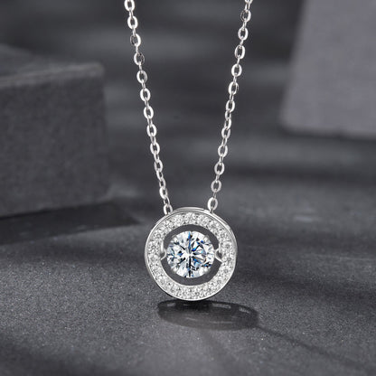 925 Sterling Silver Moissanite Pendant Necklace for Women - 40+5cm, White Gold Plated, Elegant Jewelry