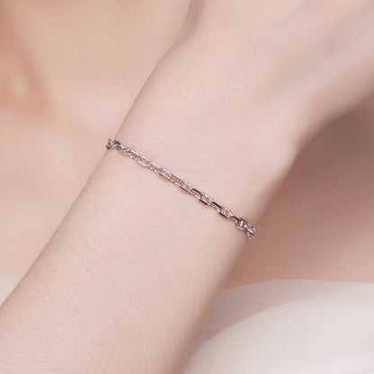 925 Sterling Silver Platinum Plated Bracelet 160+50mm for Women