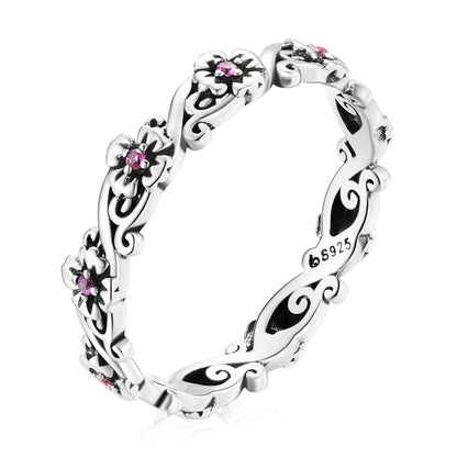 925 Sterling Silver Oxidized CZ Pavé Ring Size 6 for Women