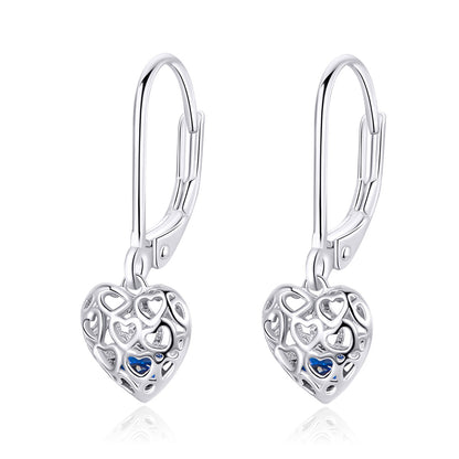 925 Sterling Silver Earrings with CZ and Platinum Plating, 2.3*0.8 cm