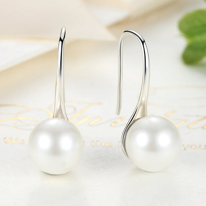 925 Sterling Silver Genuine Shell Pearl Earrings for Women