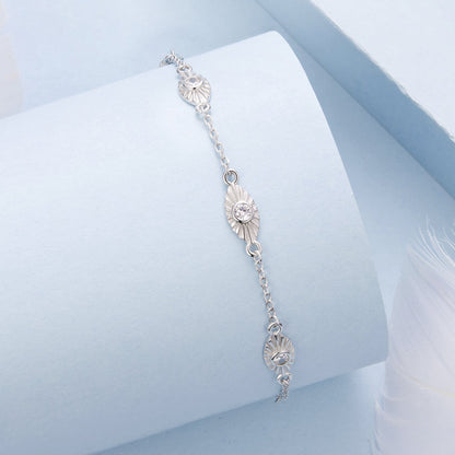 925 Sterling Silver White Gold Plated Bracelet with CZ Pendants for Women