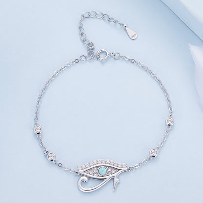 925 Sterling Silver Pavé Setting CZ & Translucent Opal Bracelet 160+50mm for Women