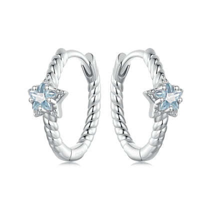 925 Sterling Silver Earrings with CZ and White Gold Plating, 1.3cm for Women