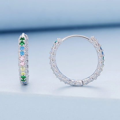 925 Sterling Silver Stud Earrings with CZ in Pavé Setting