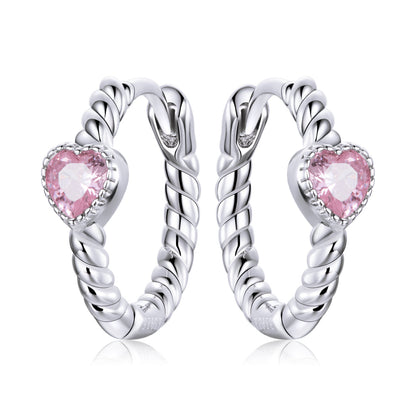 925 Sterling Silver CZ Earrings with Pavé Setting 1.3cm for Women