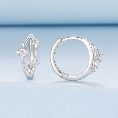 925 Sterling Silver Earrings with Pavé Setting CZ in White Gold for Women