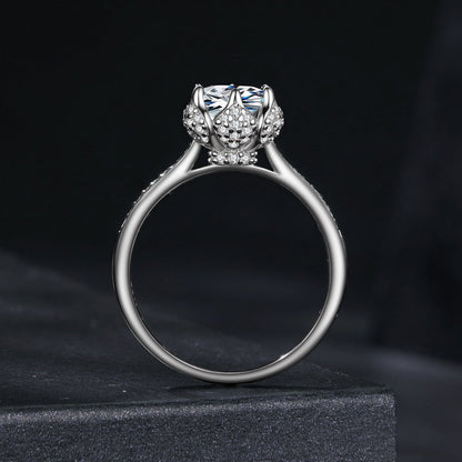 925 Sterling Silver Moissanite Ring 1ct Size 6 White Gold Plated for Women