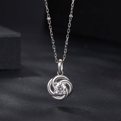 925 Sterling Silver 0.5 Carat Moissanite Necklace with White Gold Plating for Women