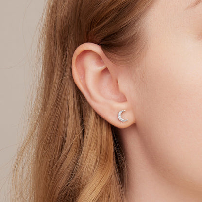 925 Sterling Silver Earrings with Pavé Setting CZ, 0.8*0.6cm for Women