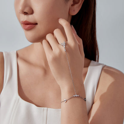 925 Sterling Silver Bracelet with Pavé Set CZ in White Gold 15+6cm