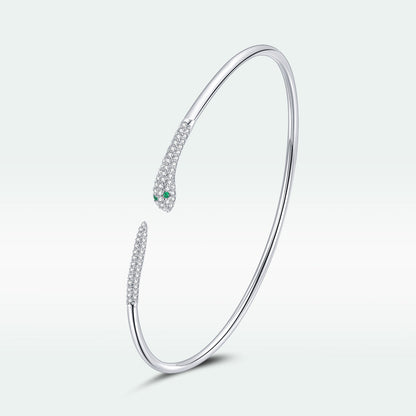 S925 Sterling Silver Bracelet with Pavé Setting CZ 6cm Diameter for Women