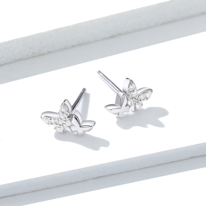 925 Sterling Silver Earrings with Pavé Setting CZ - 0.6*0.9cm
