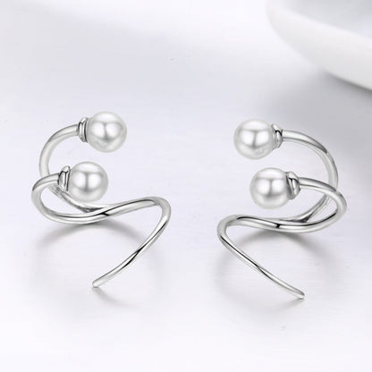 925 Sterling Silver Oxidized Earrings with Shell Pearl for Women