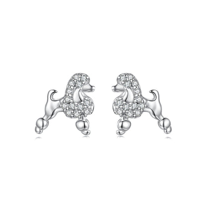 925 Sterling Silver White Gold Plated Pavé CZ Earrings