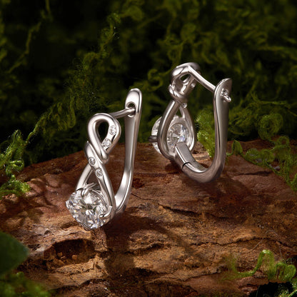 925 Sterling Silver White Gold Plated 0.5ct Moissanite 1.4cm Pavé CZ Hoop Earrings for Women